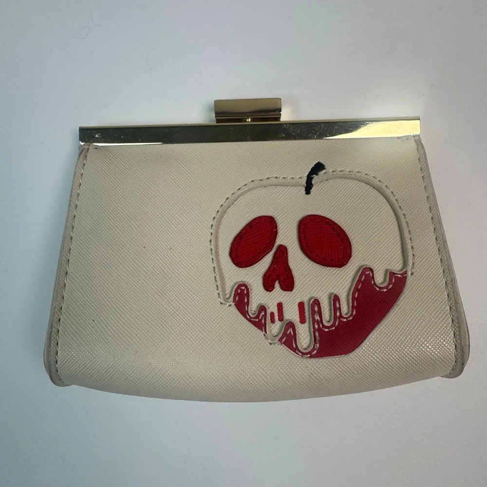 Disney Loungefly Snow White Poison Apple Kisslock Wallet Cream Red Faux Leather